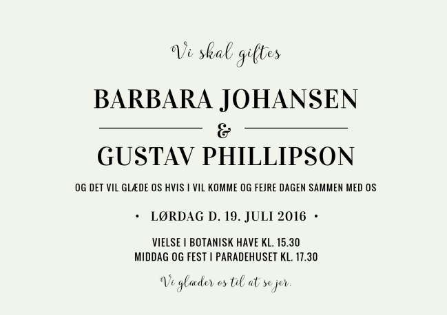 Invitationer - Barbara & Gustav